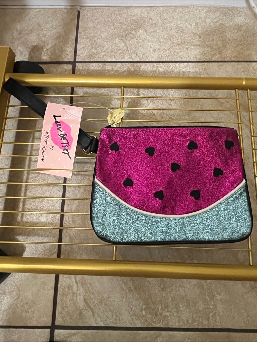 Betsey Johnson Magenta & Teal Watermelon Wristlet